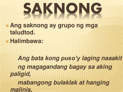 Saknong in English .